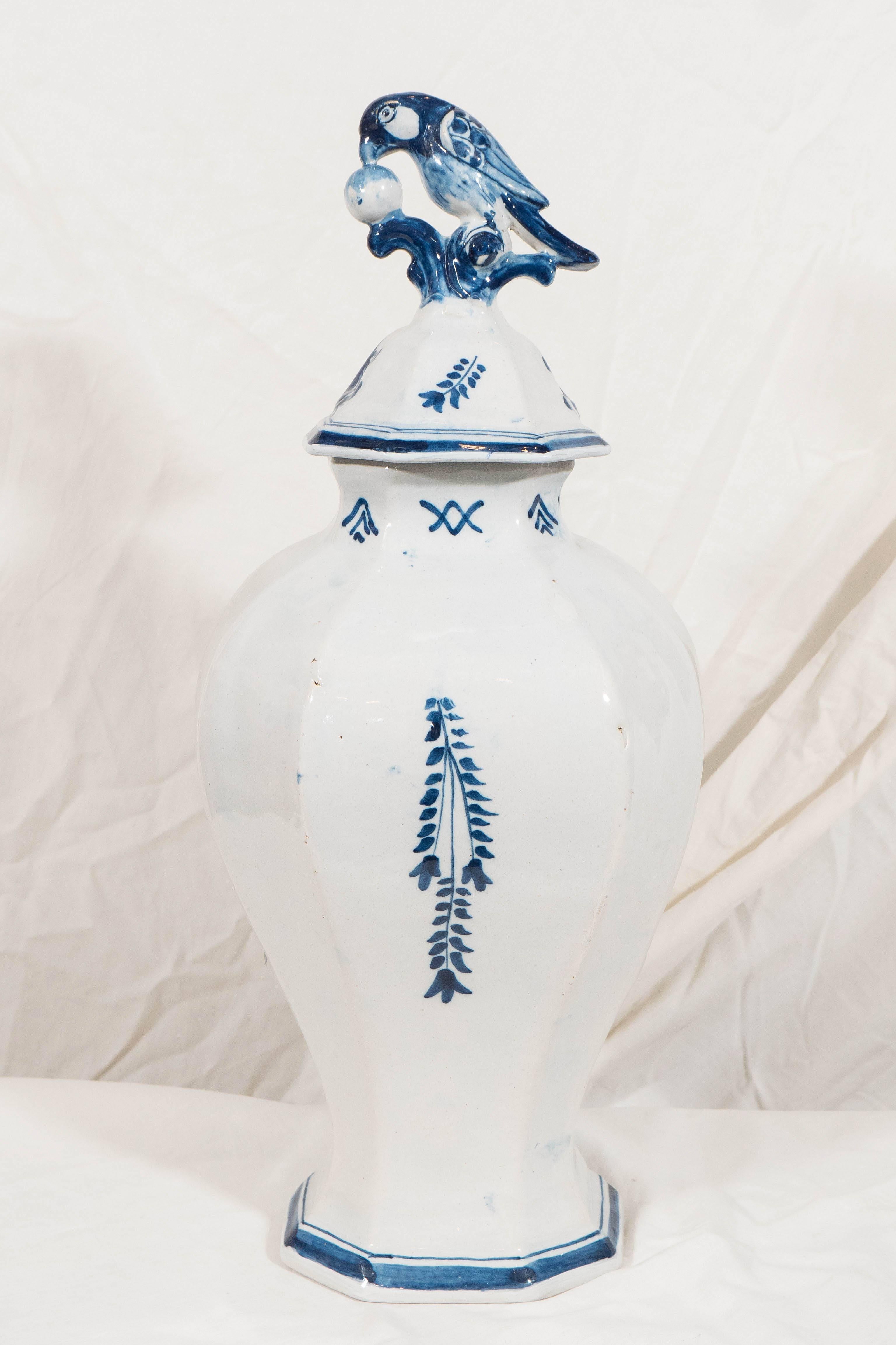  Dutch Delft Blue and White Covered Vase Made circa 1830 1