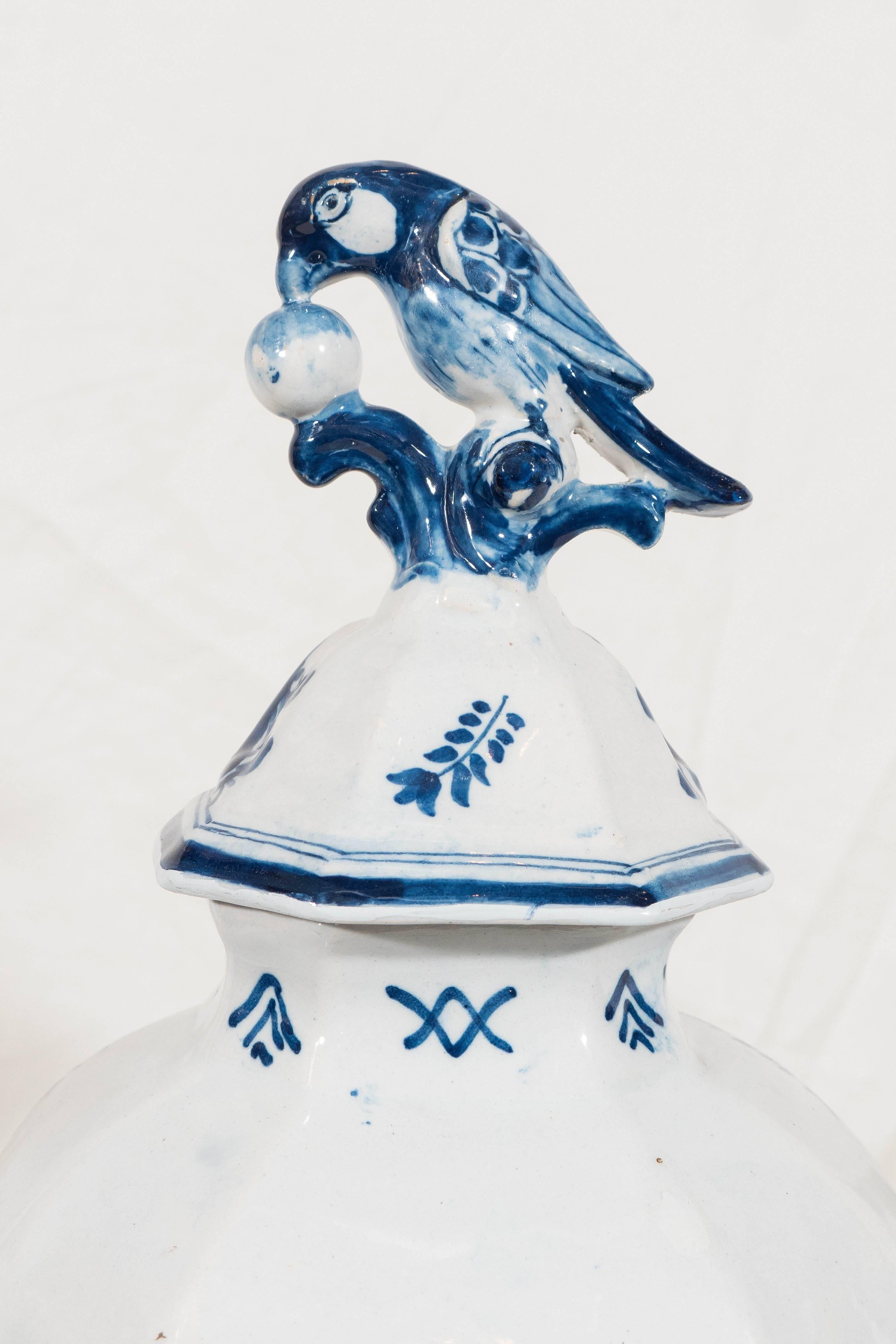  Dutch Delft Blue and White Covered Vase Made circa 1830 3