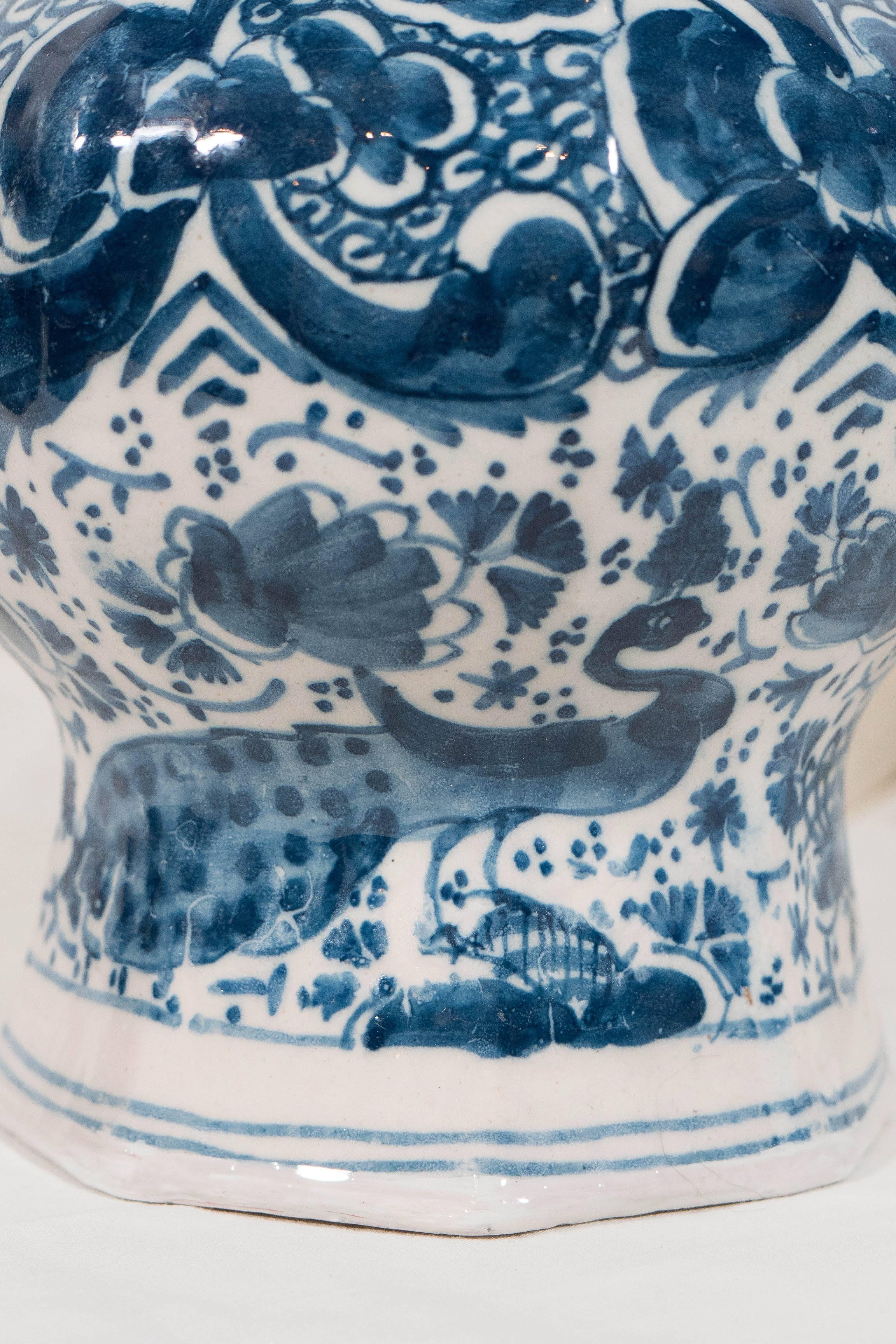 Rococo Antique Blue and White Delft Vases