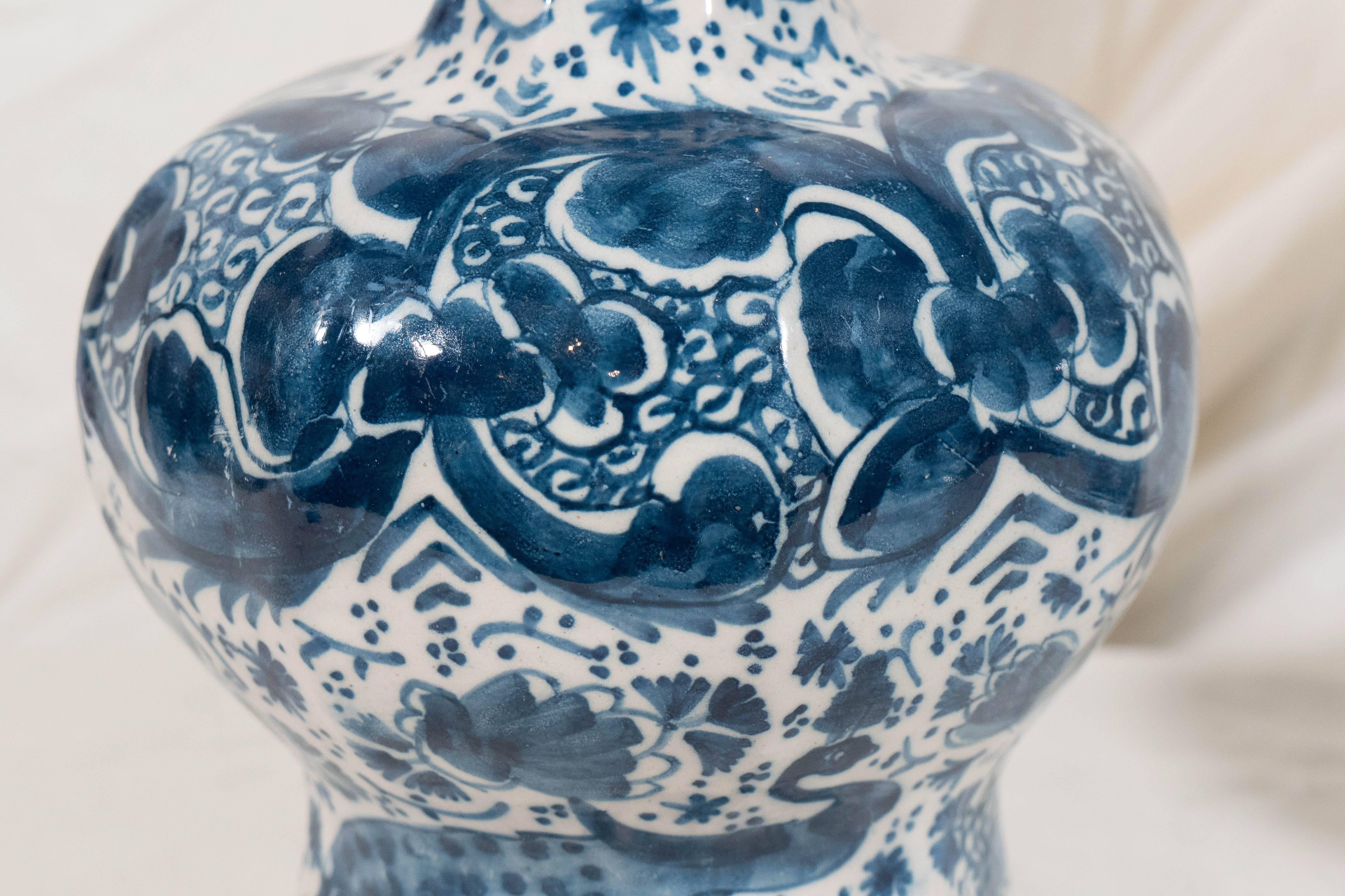 Dutch Antique Blue and White Delft Vases
