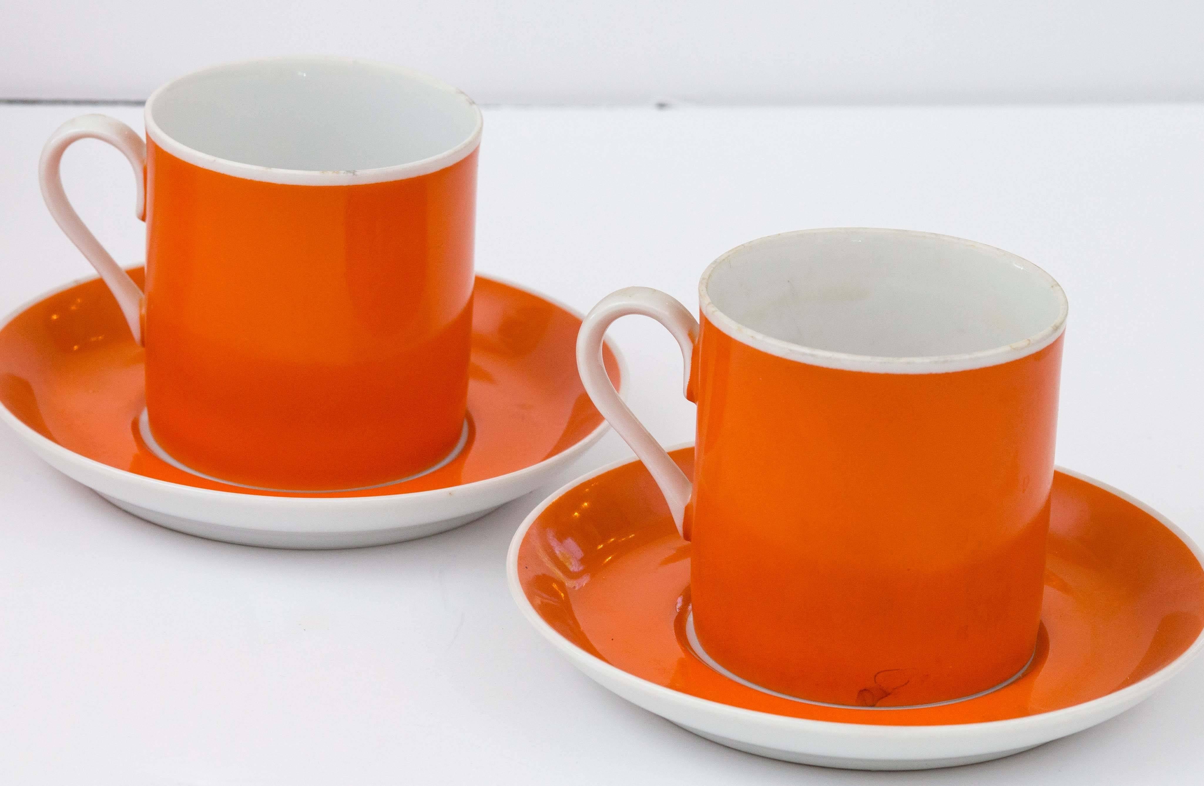 Mid-20th Century 31 Piece Vintage Porcelain Tangerine Orange Dessert Set