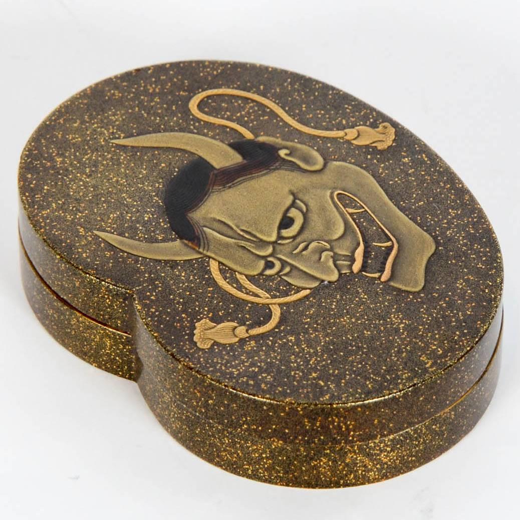 Late 19th Century 19th Japanese Lacquered Kobako, Hannya Mask (Lacquer Box)