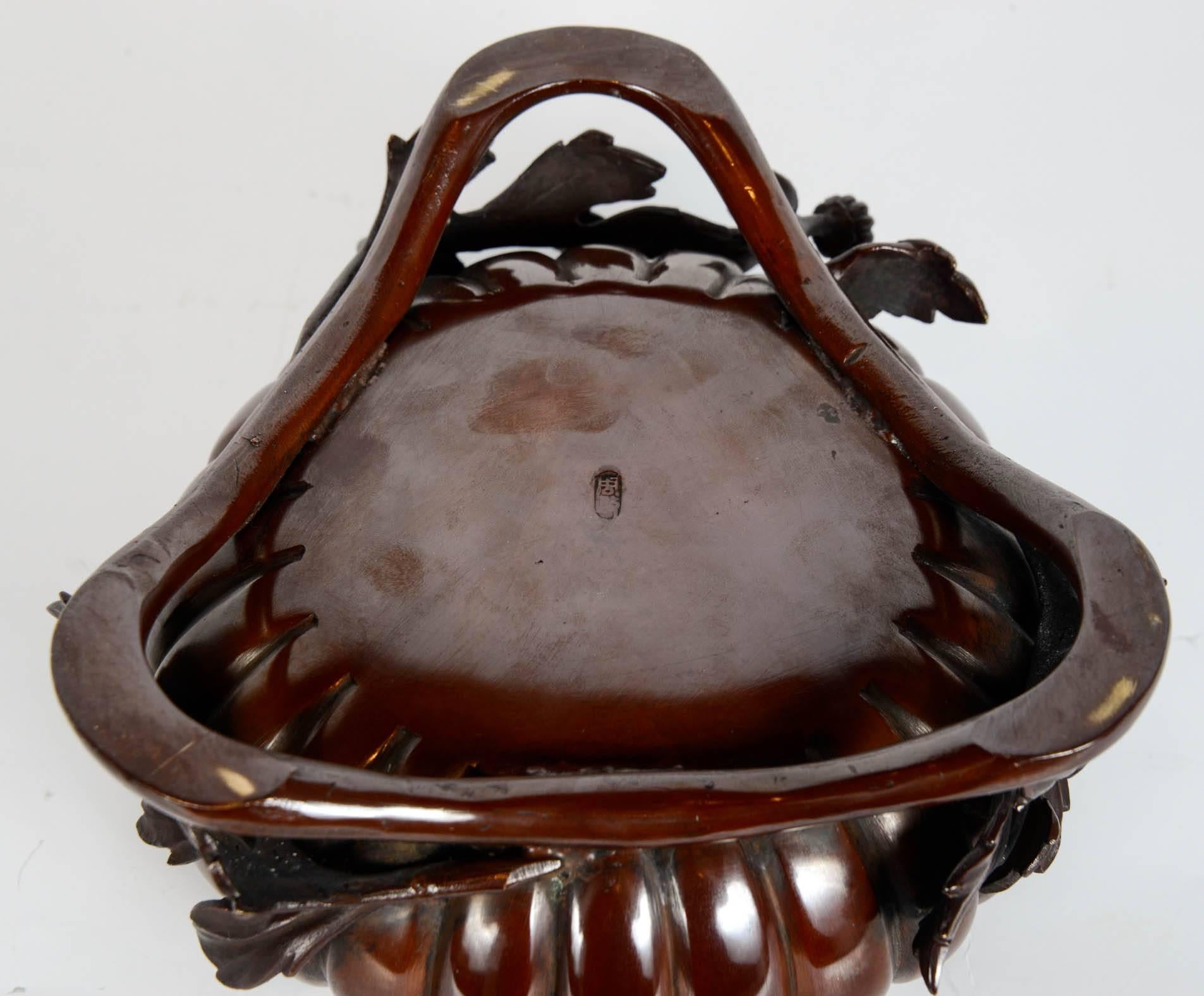 19th Century Meiji Japanese Bronze Pumpkin Incense Burner (Brûle Parfum) 3