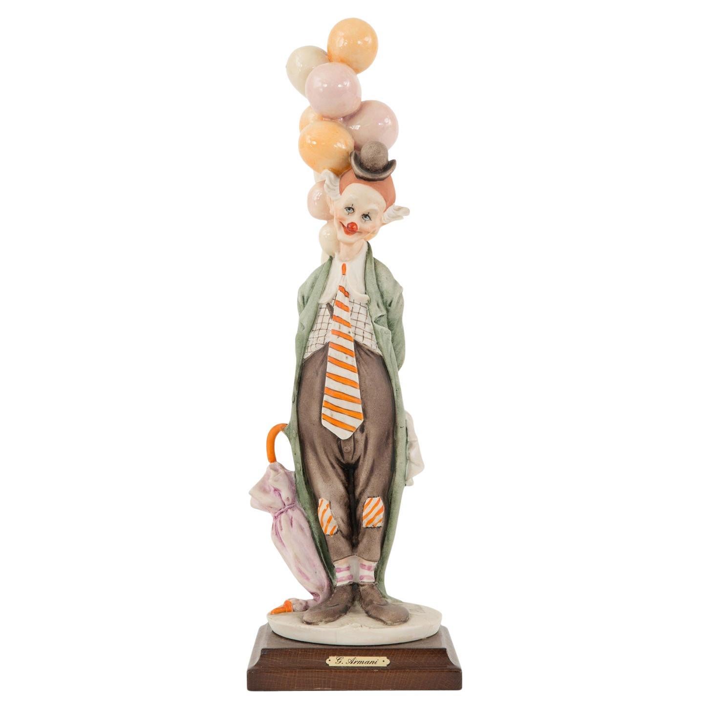 Giuseppe Armani Ceramic Clown Sculpture, Modern Italian Design