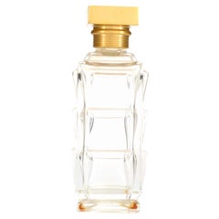 Fiaschetta da profumo in vetro in stile Art Déco francese con tappo dorato