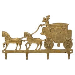 19th Century English Victorian Brass Horse and Carriage Key Holder