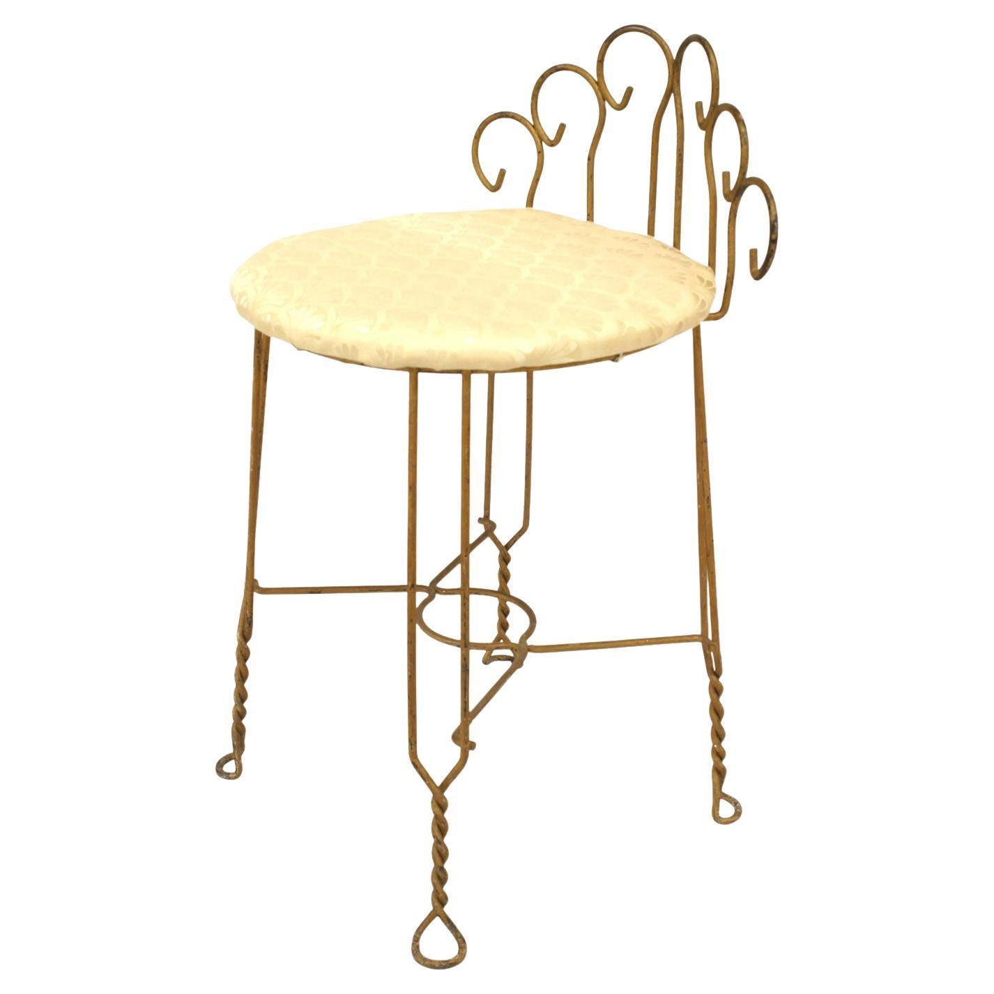 American Victorian Painted Iron Vanity Chair, Round Seat, 20th Century