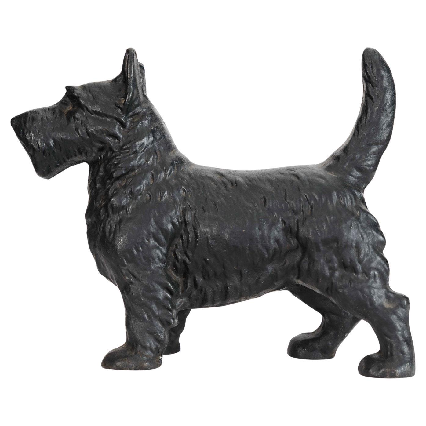 American Country Cast Iron Dog Doorstop, Rustic Scottish Terrier, USA