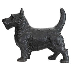 American Country Cast Iron Dog Doorstop, Rustic Scottish Terrier, USA