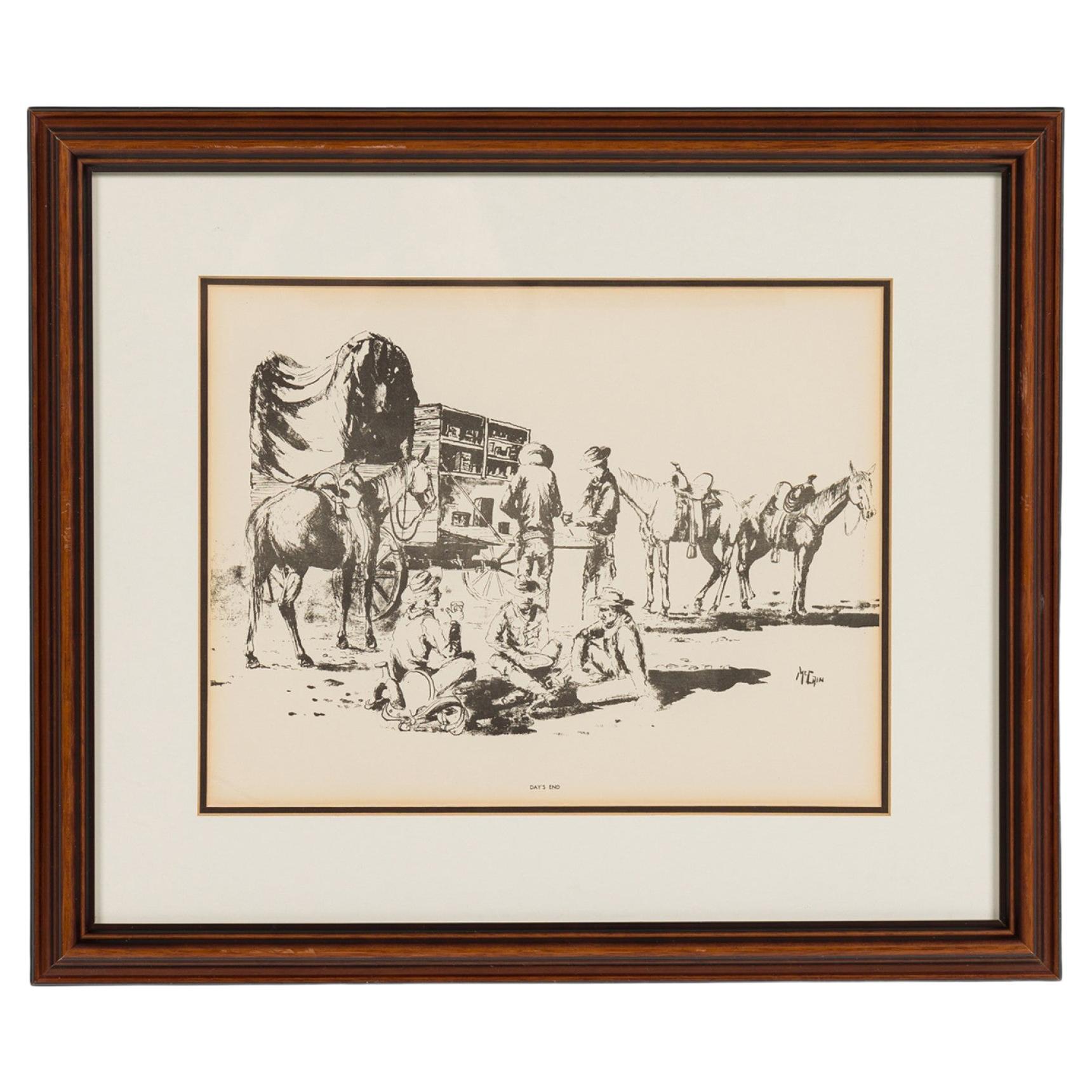 Framed Print of Western Cowboys at Rest, Rustic Late 19th Century