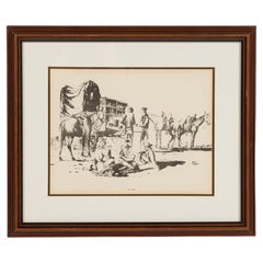 Framed Print of Western Cowboys at Rest, Rustic Late 19th Century