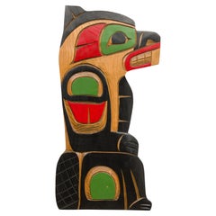 Mid-Century Modern Painted Kwakiutl Beaver Wall Plaque, Signed 1972