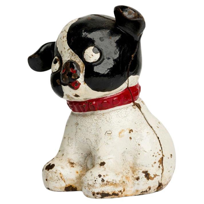 Antique American Cast Iron Dog Coin Bank, Early 20th Century