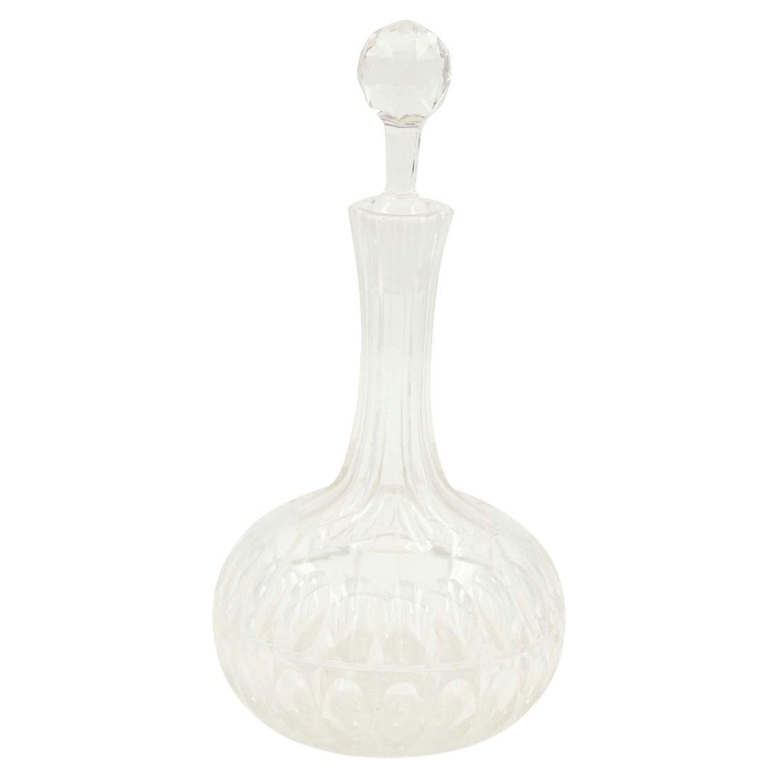 19th Century English Victorian Cut Crystal Decanter with Bulbous Base