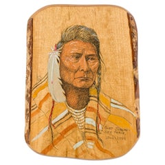 Portrait rustique à l'aquarelle du chef Joseph, fin du XIXe siècle