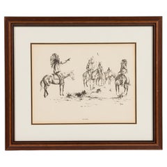 Framed Print of War Council, Rustic Style, Late 19th Century, Signed