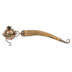 19th Century Rustic Continental Desk Lighter with Horn Handle
