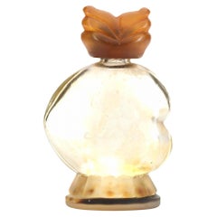 French Art Deco Heart-Shaped Perfume Bottle by Renoir in Frosted Glass