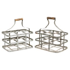 French Provincial Iron Magazine Carrier with Wood Handle, 20th Century