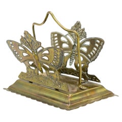 Antique Art Nouveau Brass Butterfly Letter Holder, Late 19th Century