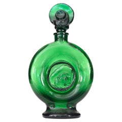 French Art Deco Green Glass Perfume Bottle