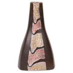 Vase en céramique « Mid-Century Modern » de Strehla, émail brun foncé, Allemagne