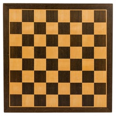 American Mid-Century Chess Board, Mahogany and Maple Inlay, USA