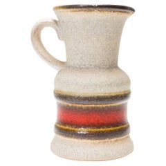 1950s German Mid-Century Ceramic Pitcher in Textured Beige and Brown