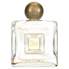 French Art Deco Glass Perfume Bottle by Lucien Lelong, Gilded Stopper