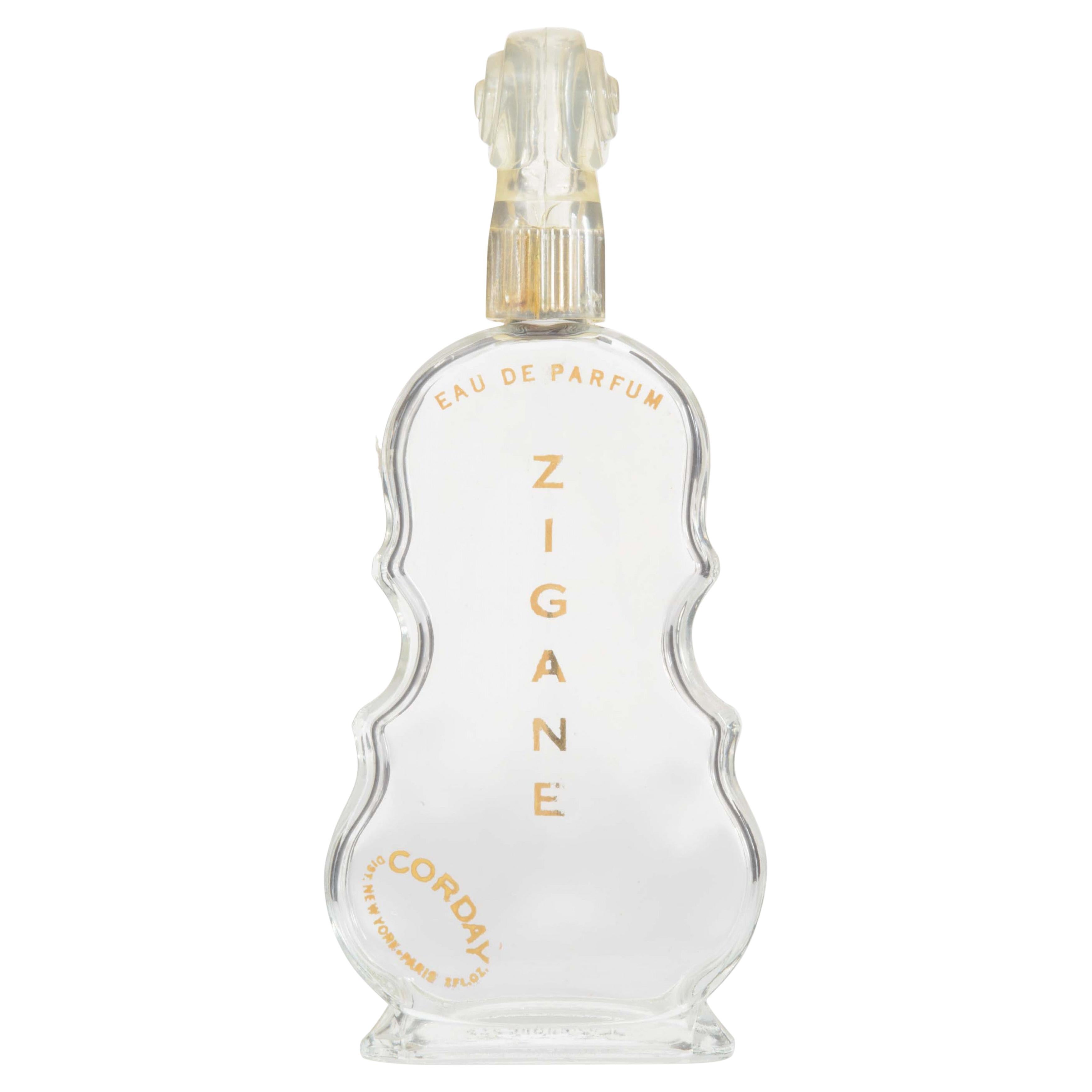 French Art Deco Violin-Shaped Perfume Bottle by Corday, Glass For Sale