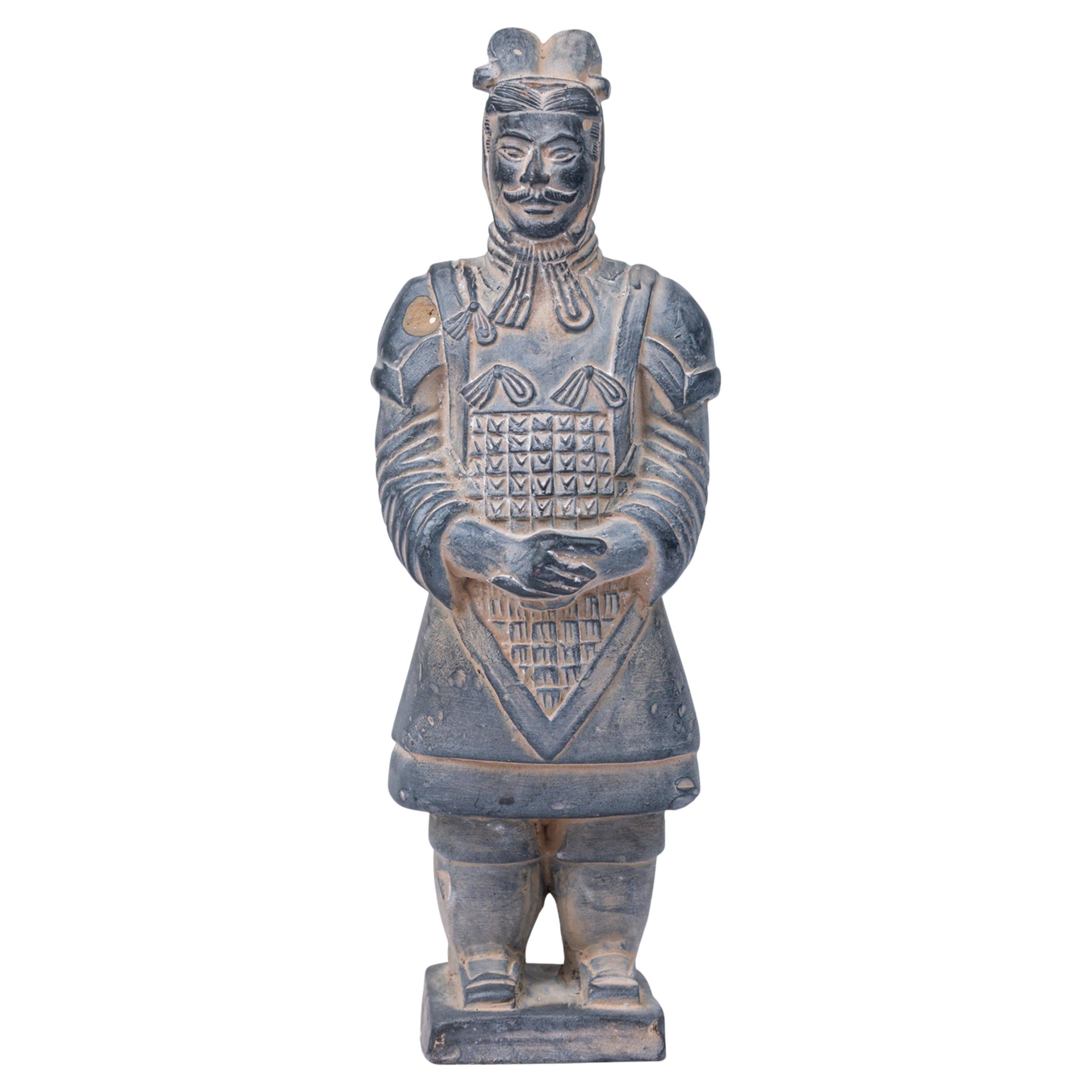 20th Century Chinese Export Ceramic Dignitary Figure, Gray Finish For Sale