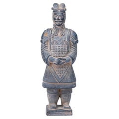 20th Century Chinese Export Ceramic Dignitary Figure, Gray Finish