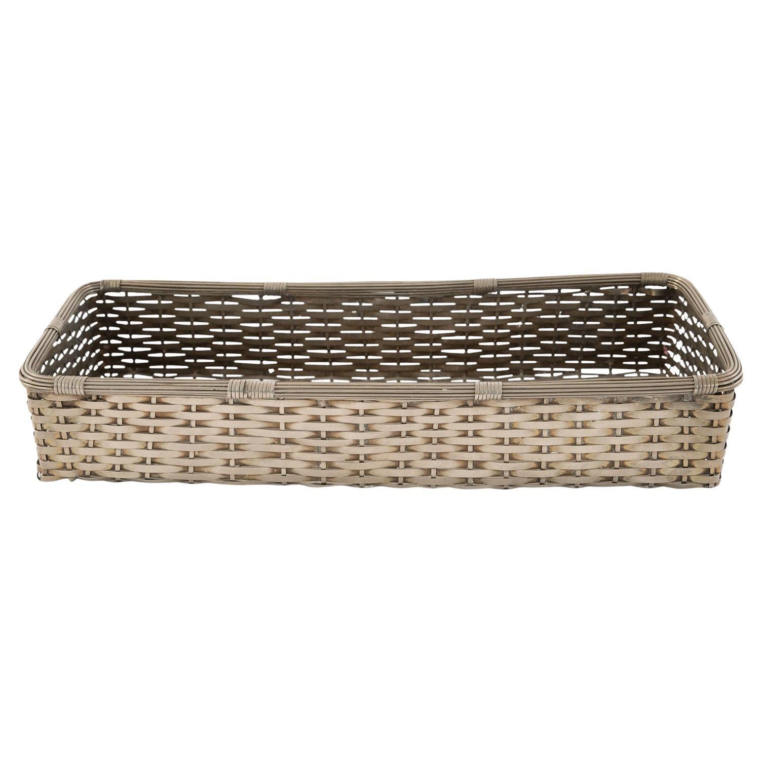 Vintage-Drahtkorb, silbernes Metall, Mid-Century-Modern, USA