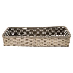 Vintage Woven Wire Basket, Silver Metal, Mid-Century Modern, USA