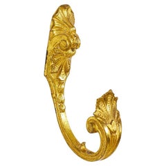 French Louis XVI Bronze Shell Tie Backs, Scroll Design, 19th Century