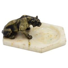Victorian White Onyx Ashtray with Tiger