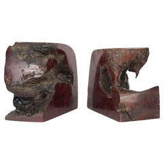 Natural Burl Wood Bookends, Modern Antique Pair, USA, 20th Century