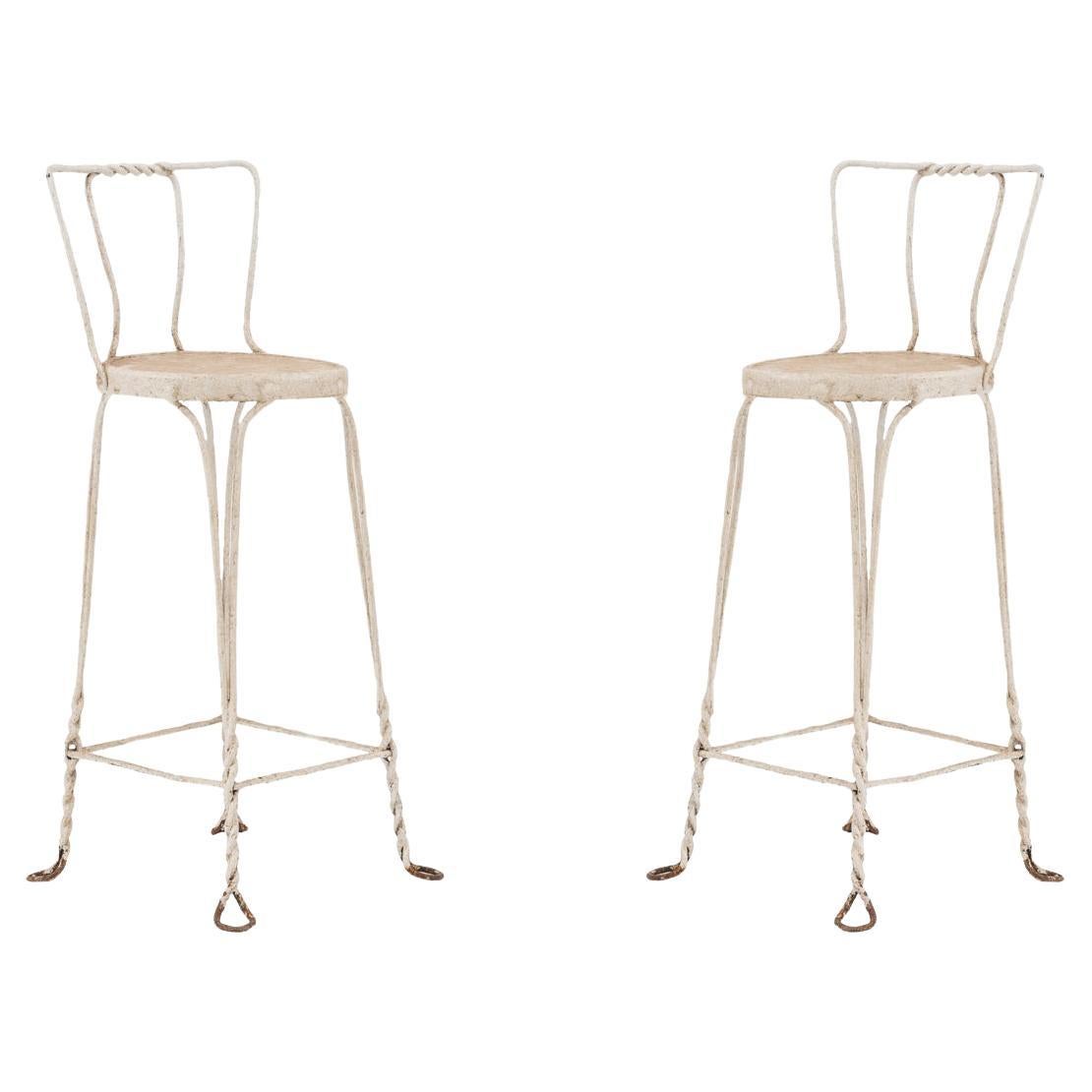 Victorian-Style Painted Wire Bar Stools, 19th Century, Outdoor Seating For Sale