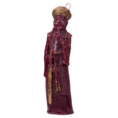 20th Century Chinese Export Wax Figure of Emperor with Gilt Highlights
