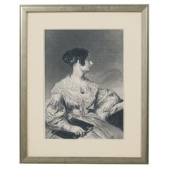Gerahmter viktorianischer Druck eines gravierten Porträts, 19. Jahrhundert, Metallrahmen