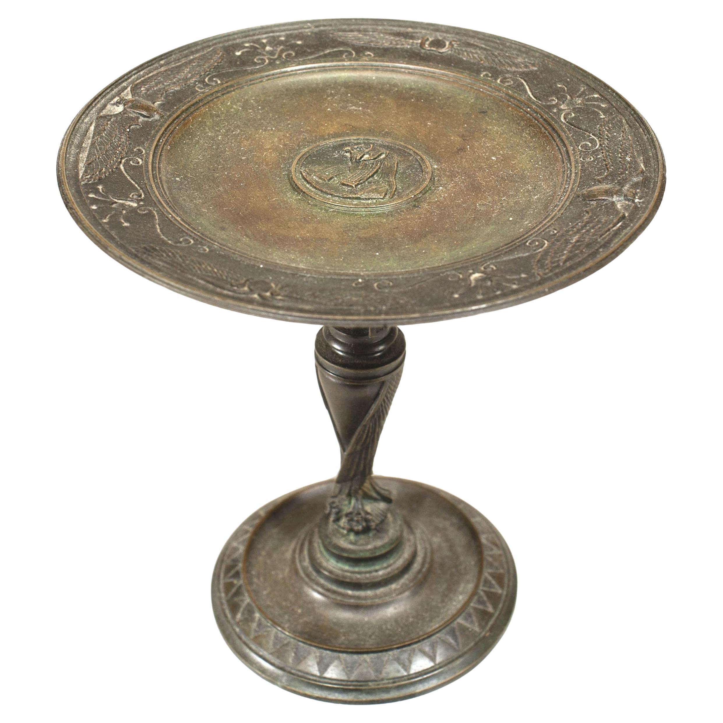 19th Century Italian Neo-Classical Bronze Pedestal Stand with Figure For Sale