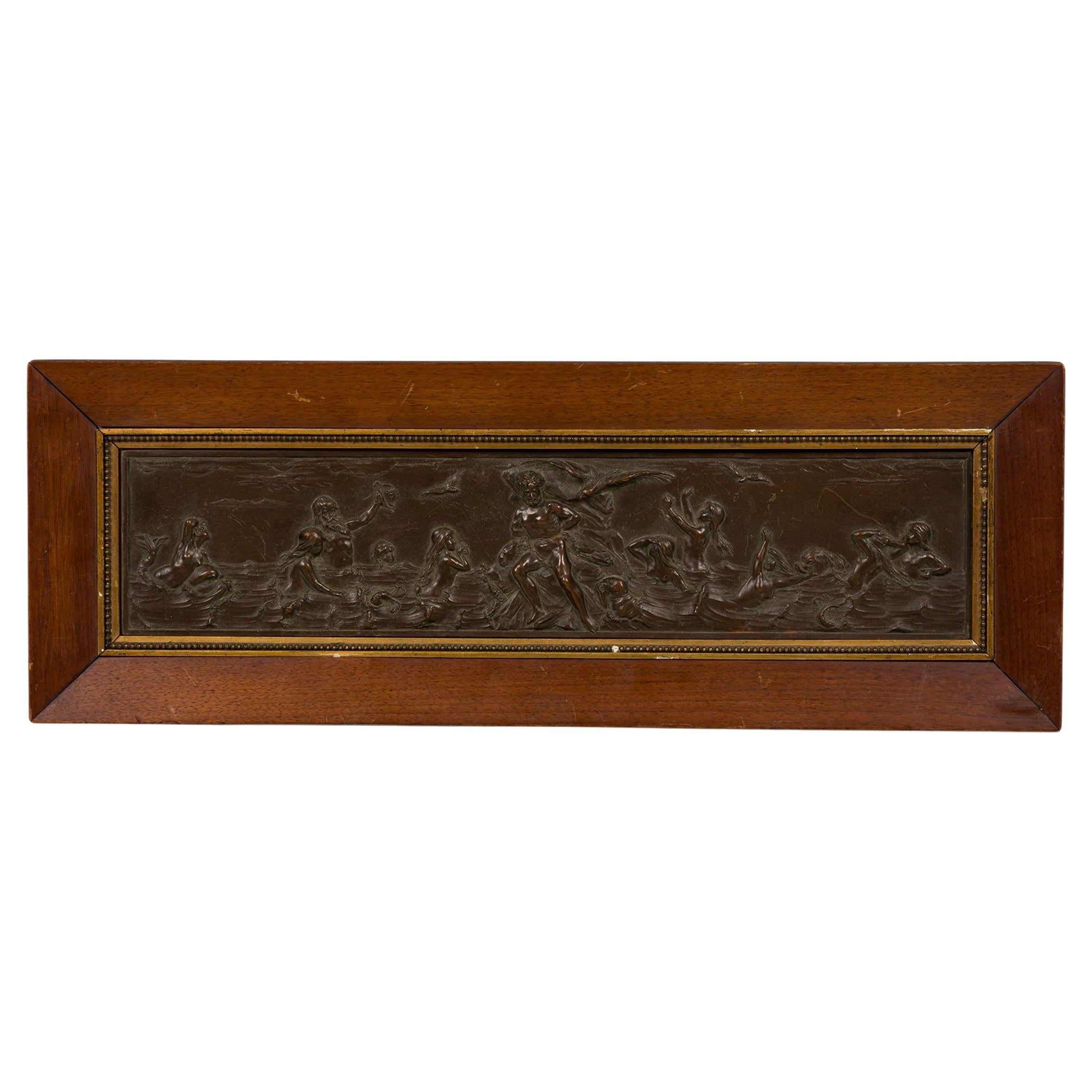 19th Century Neoclassical Patinated Bronze Relief of Prometheus For Sale