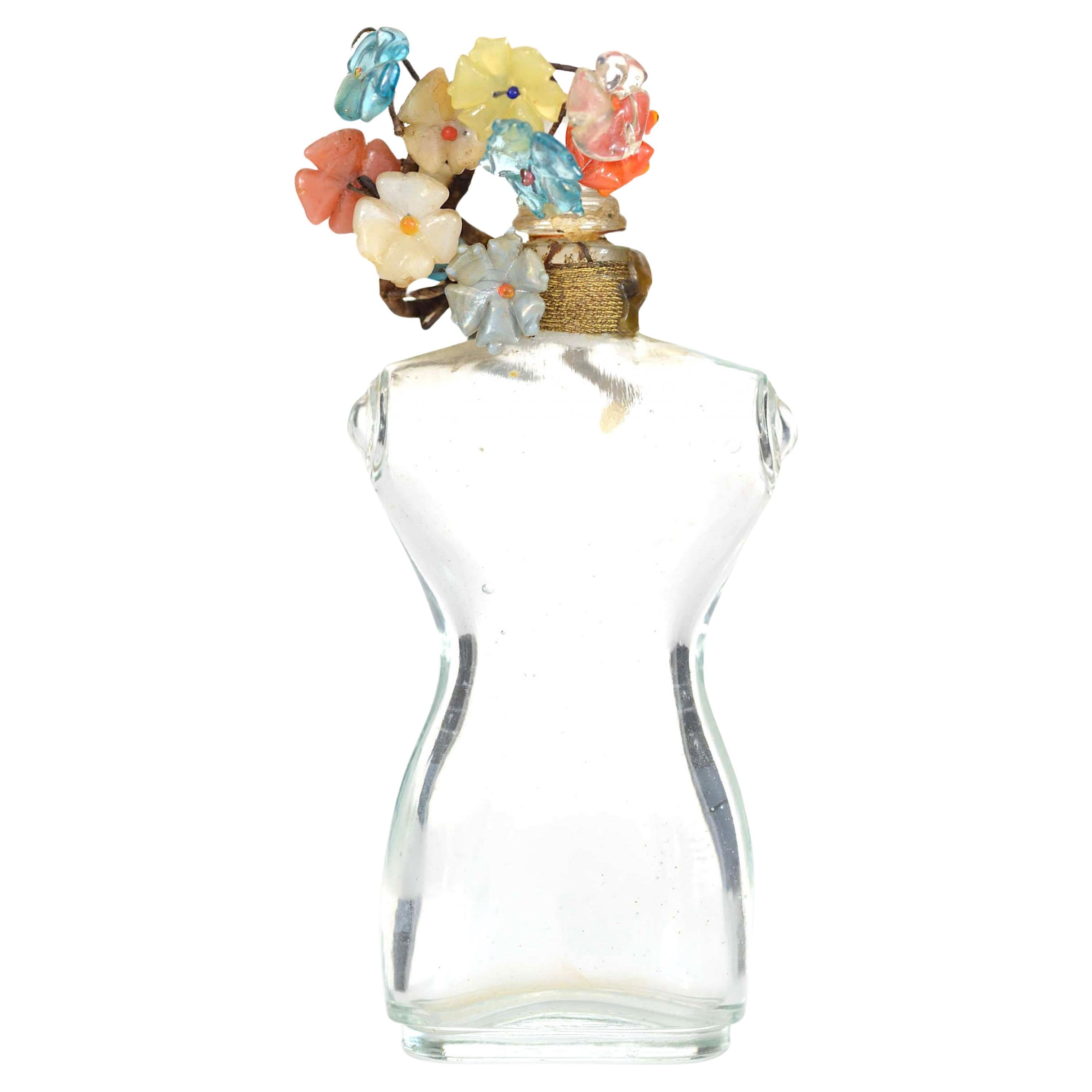 French Art Deco Schiaparelli Glass Perfume Bottle, Torso Design