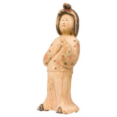 Figura de Kwanyin de cerámica sin esmaltar china del siglo XX, estilo de exportación