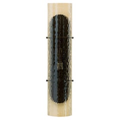 Modern Amber Ripple Glass Wall Sconce, 20th Century USA Design