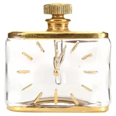 Mid-Century Modern Glass Perfume Bottle with Gilded Clock Face, USA