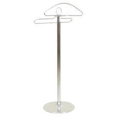 Mid-Century Modern Silvered Metal Valet Stand, Round Base, USA