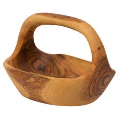 Rustic Modern Olive Wood Basket, Organic Form, USA, 20th Century