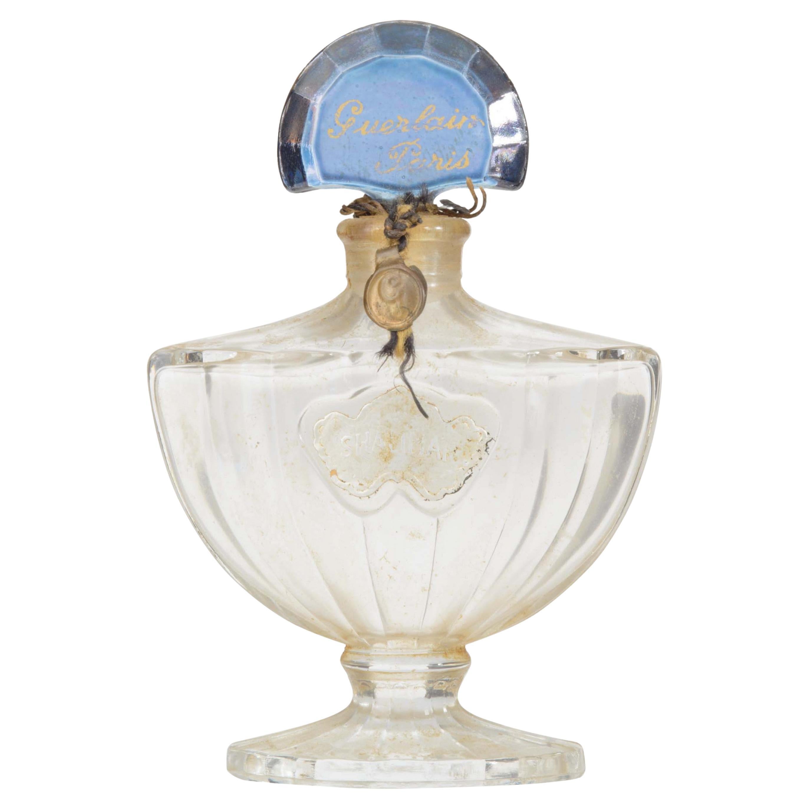 French Art Deco Baccarat Perfume Bottle with Blue Stopper