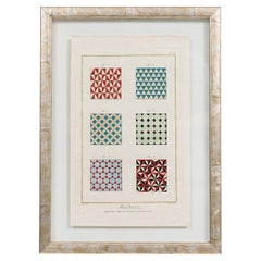 French Baroque Style Painted Print, Plate II, 20th Century, Framed